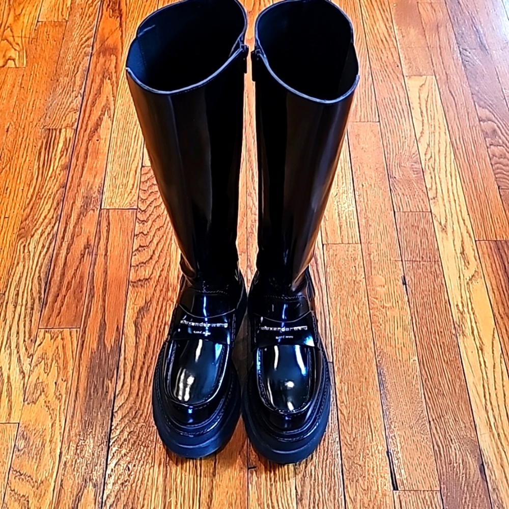 Alexander Wang Carter leather knee high black boots size 7.5